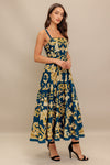 IMPERIAL BLOOM BLUE WOVEN MIDI DRESS