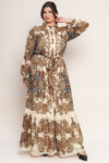 BOHEMIAN TAPESTRY BROWN WOVEN MAXI DRESS