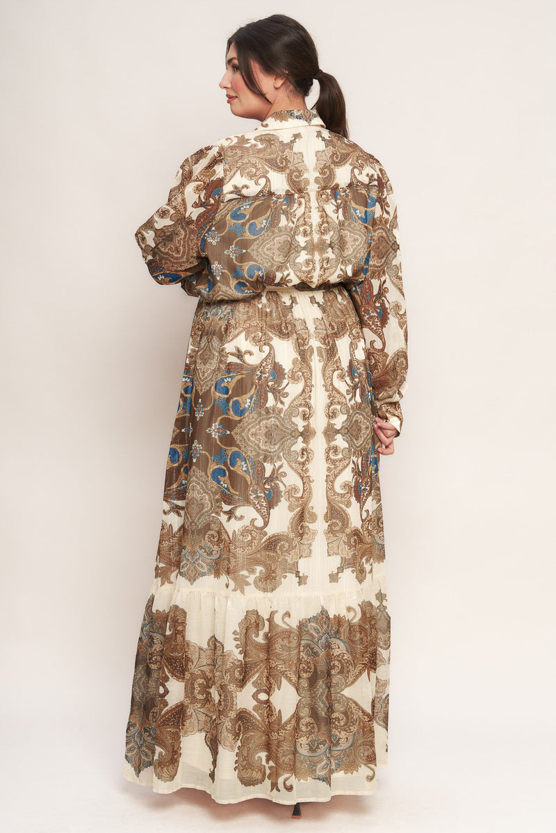 BOHEMIAN TAPESTRY BROWN WOVEN MAXI DRESS