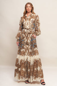 BOHEMIAN TAPESTRY BROWN WOVEN MAXI DRESS