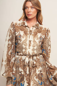 BOHEMIAN TAPESTRY BROWN WOVEN MAXI DRESS