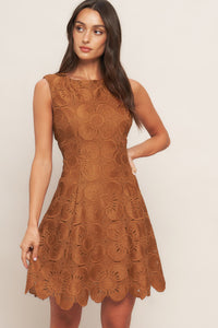 AUTUMN BLOOM WOVEN LACE MINI DRESS