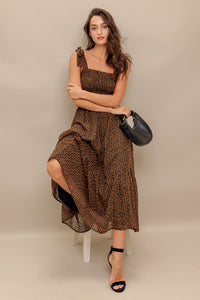 CHECKED DAYDREAM WOVEN MIDI DRESS