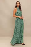 HALTER DOT GLOW WOVEN MAXI DRESS