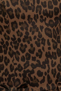 WALK SOFT, STRIKE STRONG LEOPARD WOVEN MIDI DRESS