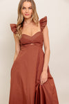 TUSCAN SUNSET WOVEN MIDI DRESS