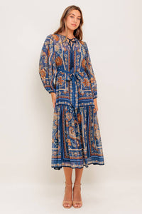 BOHEMIAN TAPESTRY WOVEN MIDI DRESS