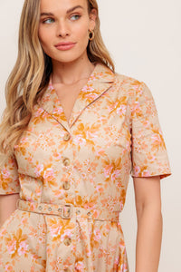 PEACH BLOSSOM WOVEN MINI DRESS