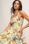 GOLDEN BLOSSOM WOVEN MAXI DRESS
