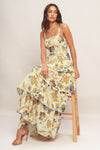 GOLDEN BLOSSOM WOVEN MAXI DRESS