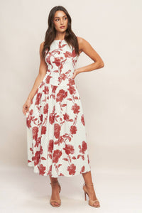ROMA FLORAL WOVEN MIDI DRESS