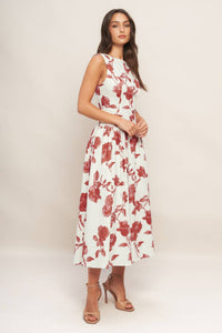 ROMA FLORAL WOVEN MIDI DRESS