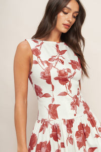 ROMA FLORAL WOVEN MIDI DRESS