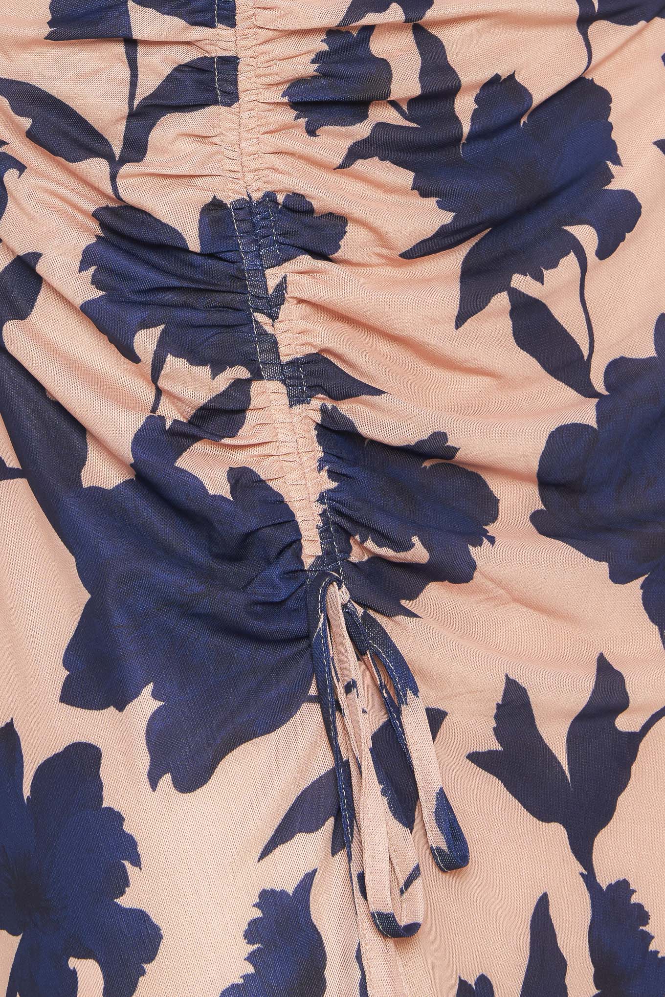 TWILIGHT FLORAL POWER MESH MIDI DRESS