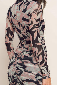 MUTED ROMANCE POWER MESH MIDI DRESS