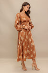 CARAMEL SUNSET WOVEN MIDI DRESS