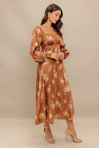 CARAMEL SUNSET WOVEN MIDI DRESS
