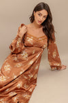 CARAMEL SUNSET WOVEN MIDI DRESS
