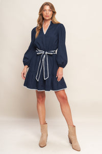 URBAN NOIR NAVY WOVEN MINI DRESS