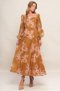 GOLDEN BLOSSOM WOVEN ANKLE DRESS