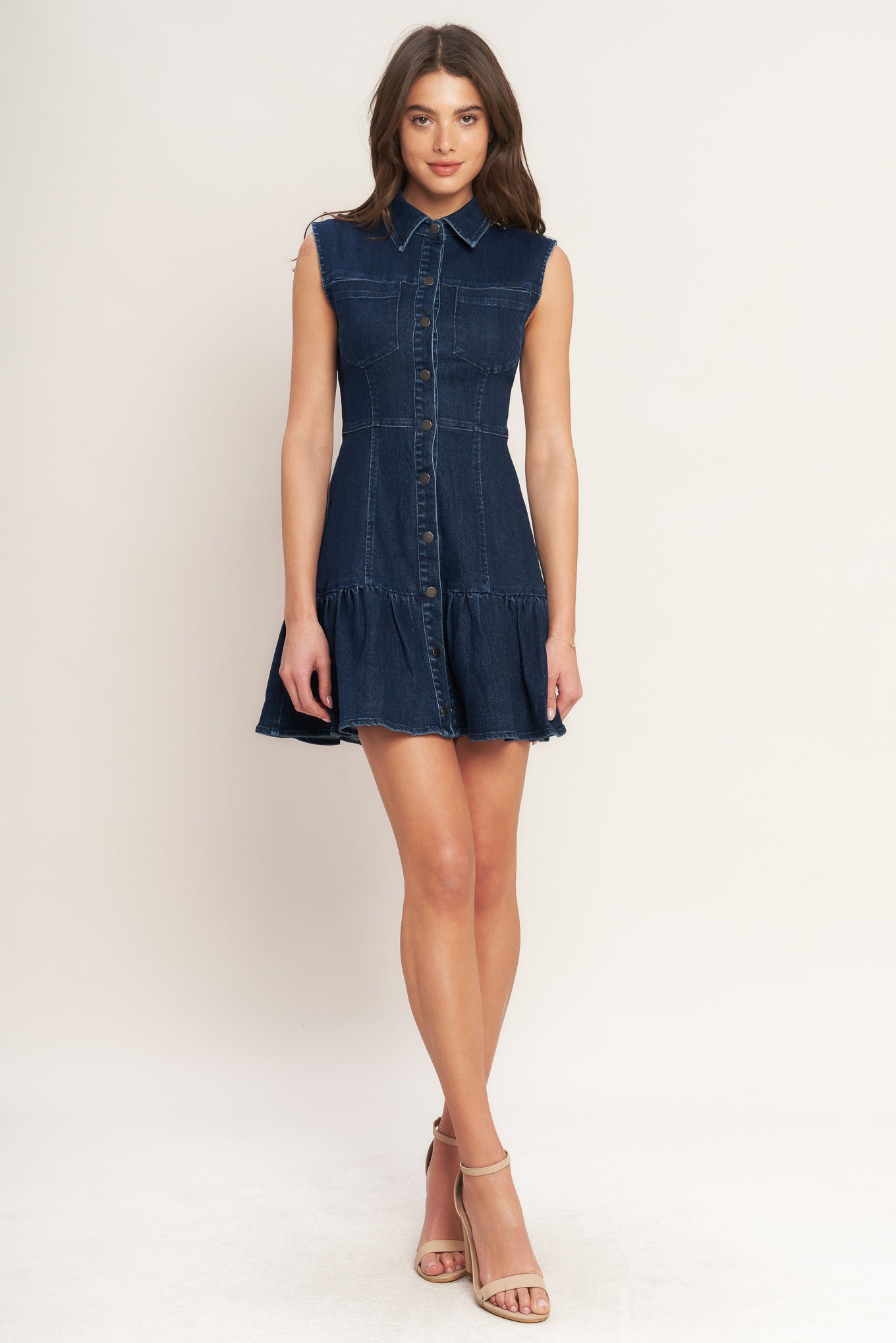 BUILT FORM SILHOUETTE DENIM MINI DRESS