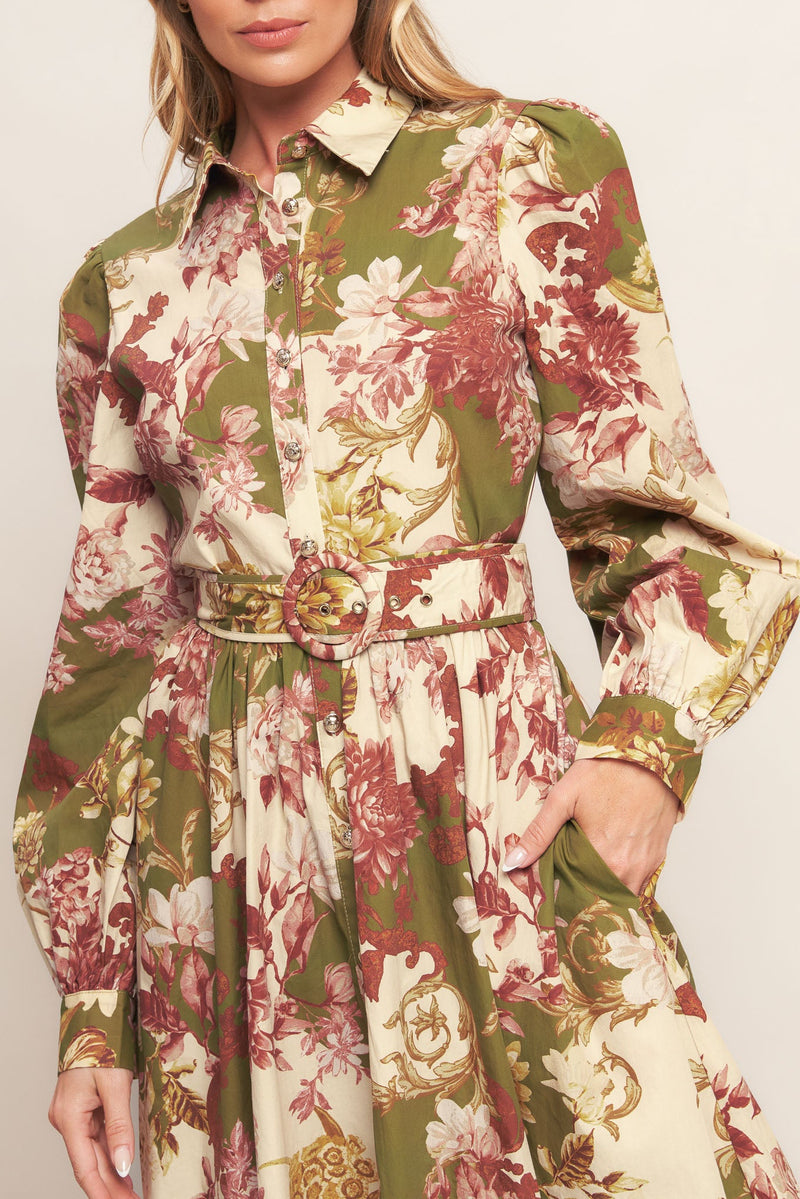 COUNTRY ROMANCE WOVEN MIDI DRESS