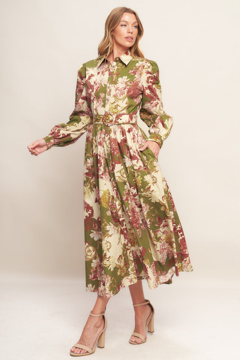 COUNTRY ROMANCE WOVEN MIDI DRESS