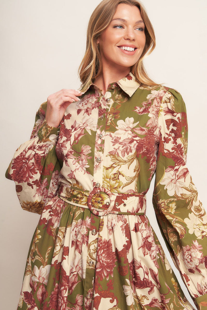 COUNTRY ROMANCE WOVEN MIDI DRESS