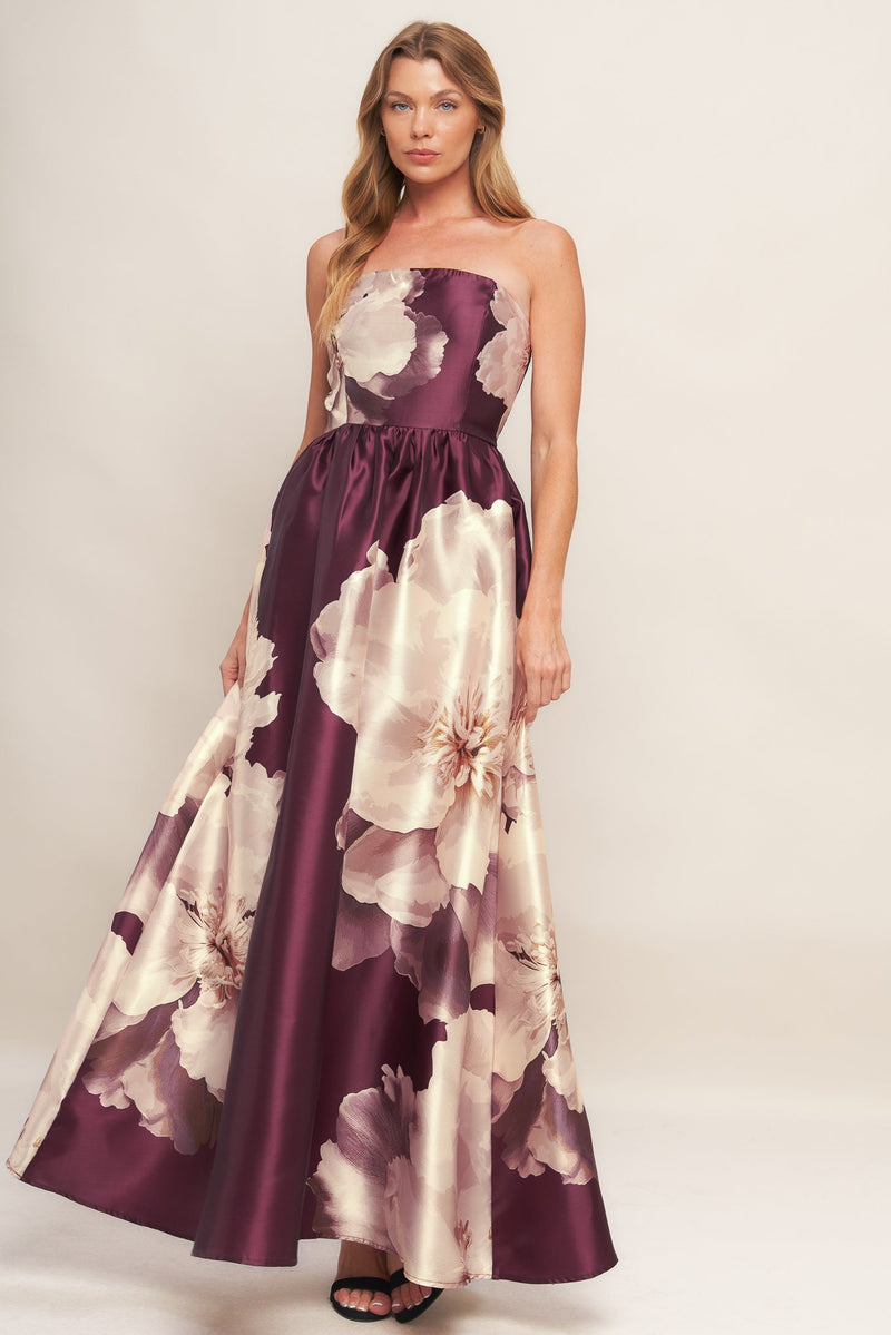 LUXE PEONY WOVEN MAXI DRESS