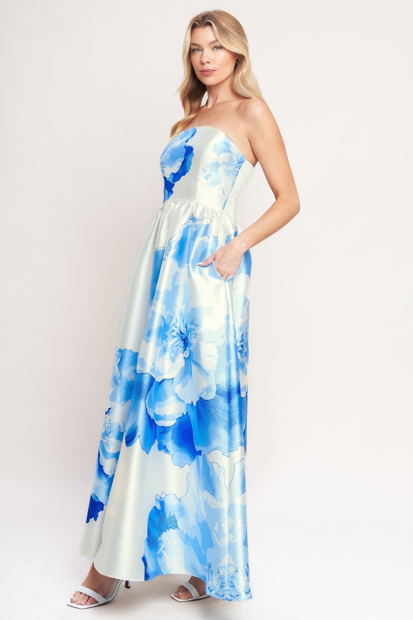 LUXE PEONY WOVEN MAXI DRESS
