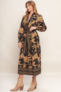 AUTUMN LEAF WOVEN MIDI DRESS