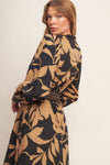 AUTUMN LEAF WOVEN MIDI DRESS