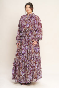 VIOLET BLOSSOM SPIRIT WOVEN MAXI DRESS