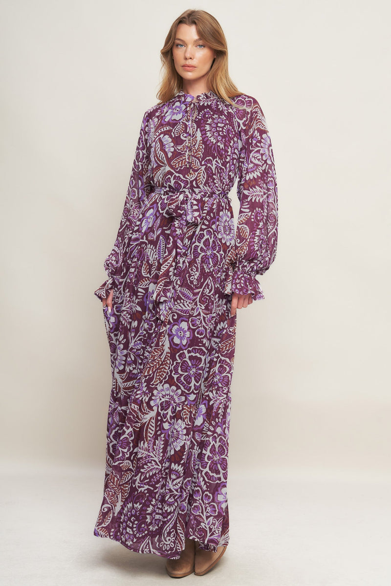 VIOLET BLOSSOM SPIRIT WOVEN MAXI DRESS