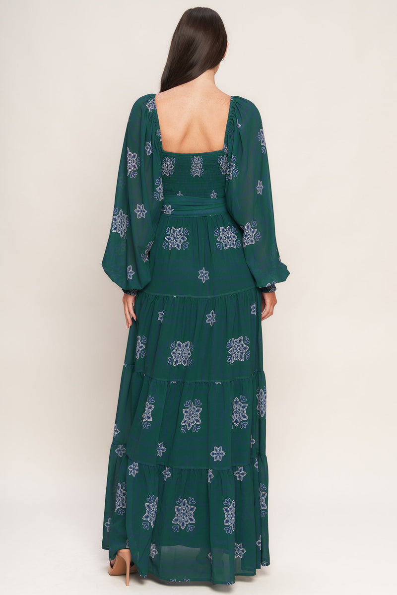 AZURE BOTANIQUE WOVEN MAXI DRESS