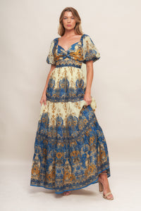 MIDNIGHT SERENADE EMPIRE WOVEN MAXI DRESS
