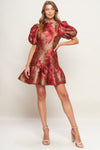 GARDENIA FIRE WOVEN MINI DRESS