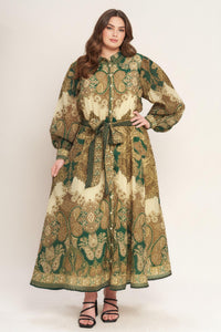 LOVELY GOLDEN VISION WOVEN MIDI DRESS