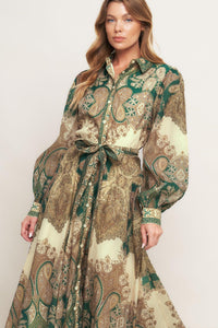 LOVELY GOLDEN VISION WOVEN MIDI DRESS