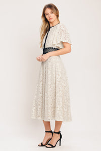 PETITE LUNE WOVEN LACE MIDI DRESS
