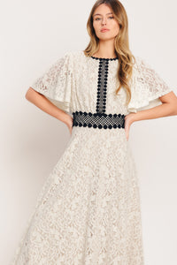PETITE LUNE WOVEN LACE MIDI DRESS