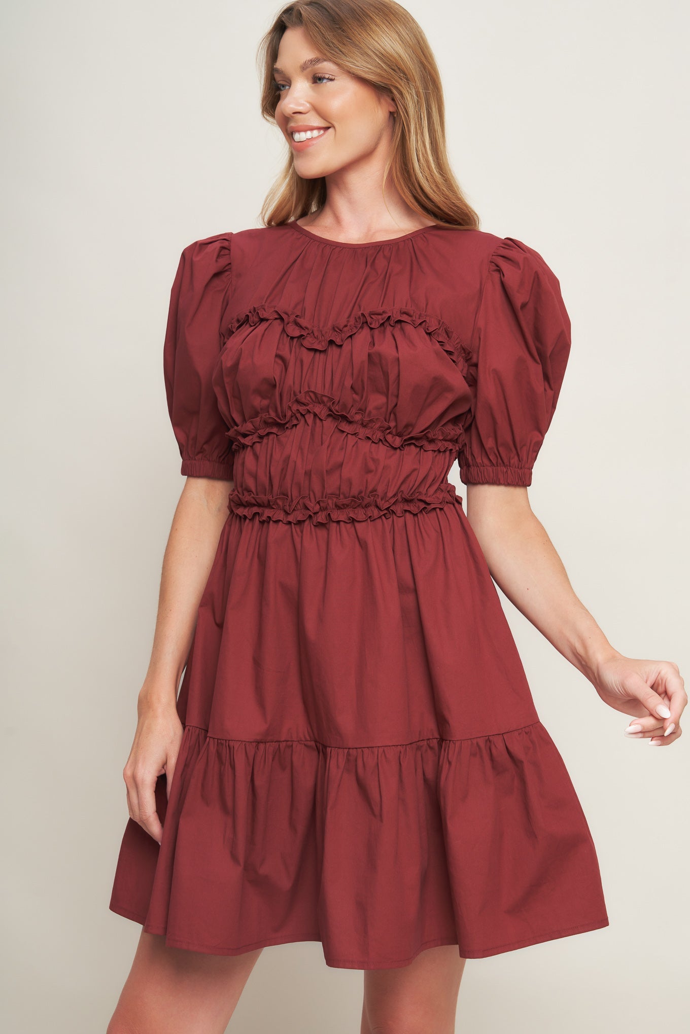 PLAYFUL CLASSIC WOVEN MINI DRESS