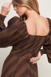 BROWN GODDESS FLOW WOVEN MIDI DRESS