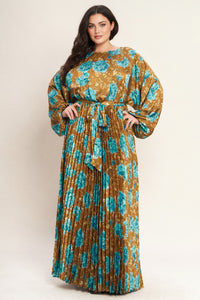 GOLDEN BLOOM LUXE WOVEN SATIN MAXI DRESS