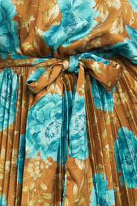 GOLDEN BLOOM LUXE WOVEN SATIN MAXI DRESS