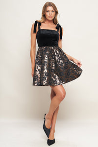 CELEBRATION NIGHT VELVET WOVEN MINI DRESS