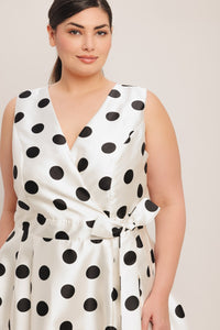 CAFÉ NOIR POLKA WOVEN MIDI DRESS
