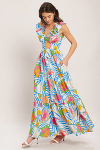 PINEAPPLE PARADISE WOVEN MAXI DRESS