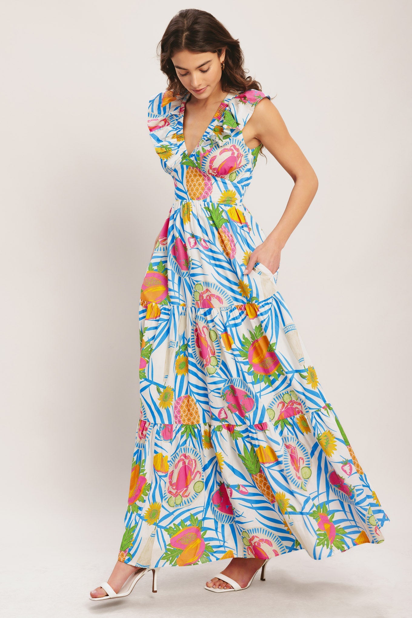 PINEAPPLE PARADISE WOVEN MAXI DRESS