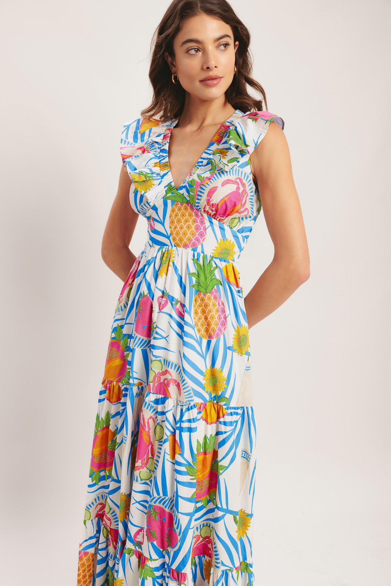 PINEAPPLE PARADISE WOVEN MAXI DRESS